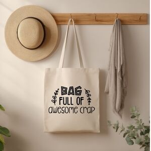 Custom Natural Canvas Tote Bag Full Of Awesome Crap